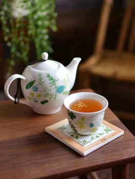 

Japanese style small one person pot cup flower tea set afternoon milk tea coffee table top ceramic teaware