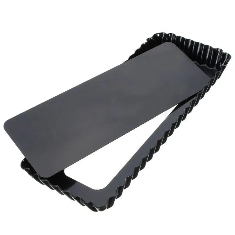 

Rectangle Fluted Pie Tart Pan Mold Baking Removable Bottom Nonstick Quiche Tool D5BD