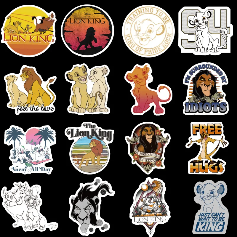 50Pcs PVC Waterproof Simba The Lion King World of Animals Cool Stickers for Laptop Car Styling Phone Bicycles Luggage Motorcycle