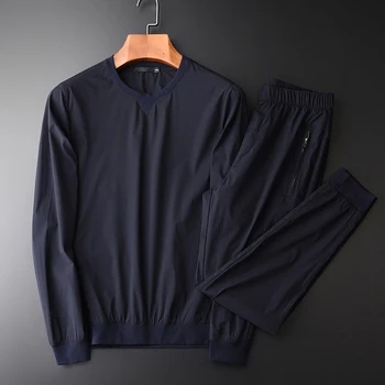 

Hight Quality Male Round Collar Grey And Navy Jacket Men With Pants Fashion New Solid Color Slim Fit Man Jackets