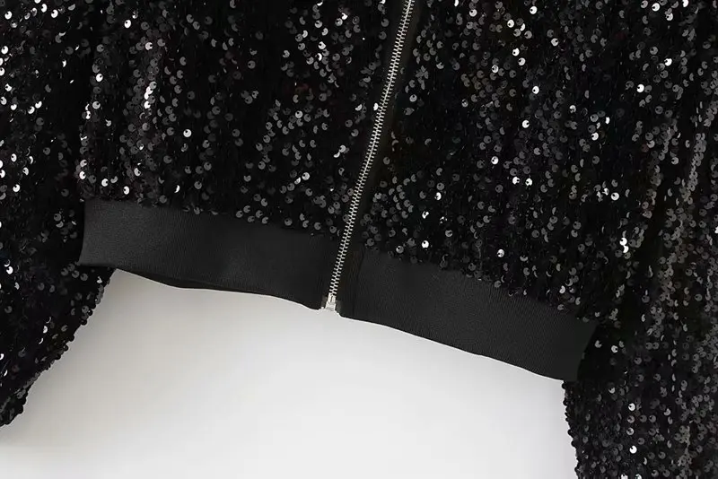 

Zipper Stand Collar Long Sleeve Short Printed Sequin Jacket Baseball Uniform 2018 Autumn And Winter New Style WOMEN'S Dress