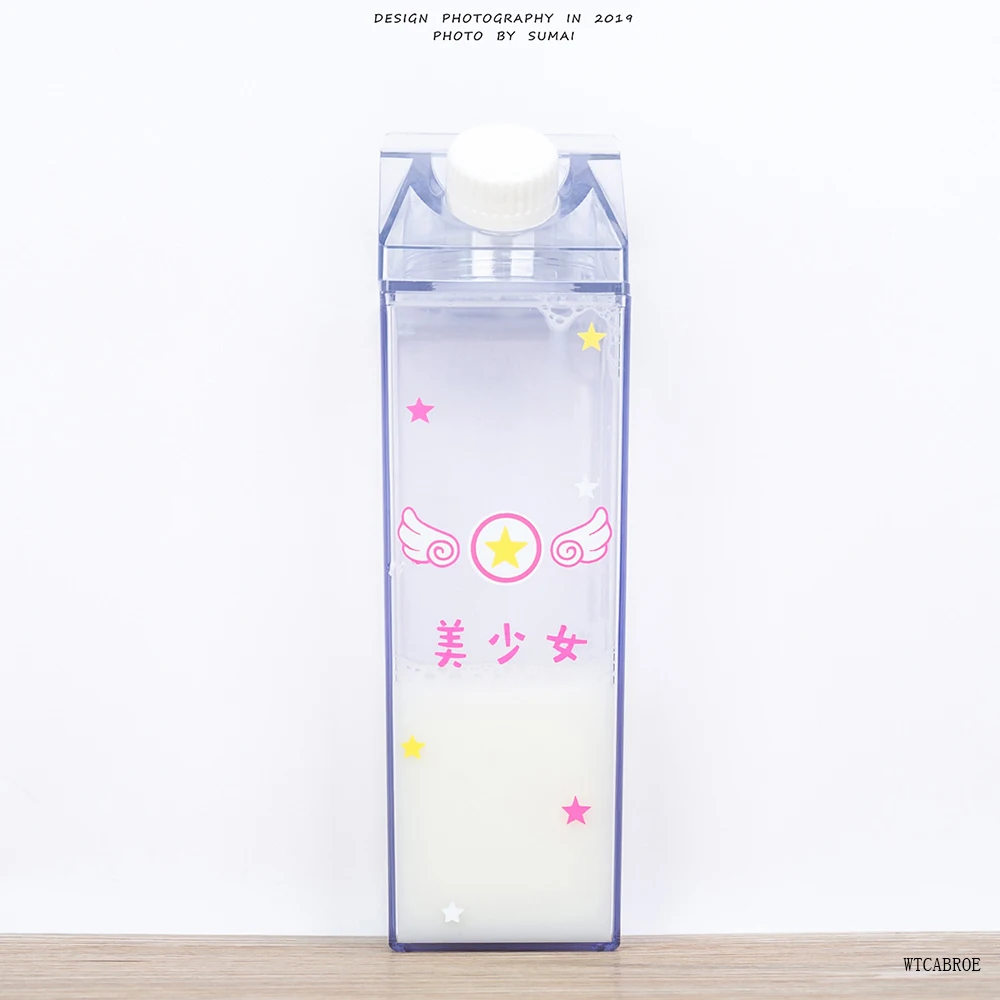 Girls 1000ml Plastic Water Bottle Milk Carton Juice Cup