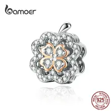 Bamoer Gardon Счастливый Клевер Шарм для женщин Змеиный браслет и браслет AAA CZ проложили Шарм DIY ручной работы модные ювелирные изделия SCC1247