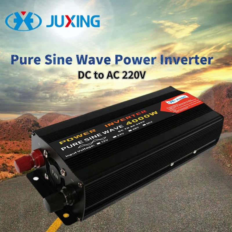 

JUXING 4000W Car Power Inverter DC12V/24V/48V/60V to AC 220V Converter With Display Use for Vehicle/Truck/Outdoot Pure Sine Wave