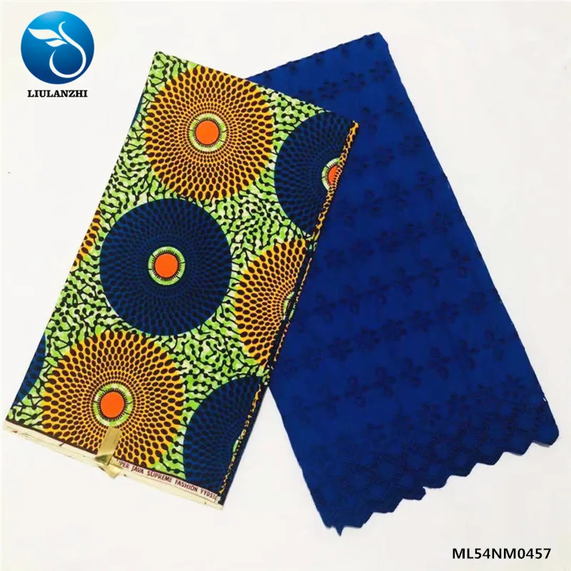 LIULANZHI Африканская Хлопковая ткань Анкара воск дизайн 3 ярдов сухие кружева вуаль ткань вышивка Африканские кружева 2,5 ярдов ML54NM0457-84 - Цвет: ML54NM0457