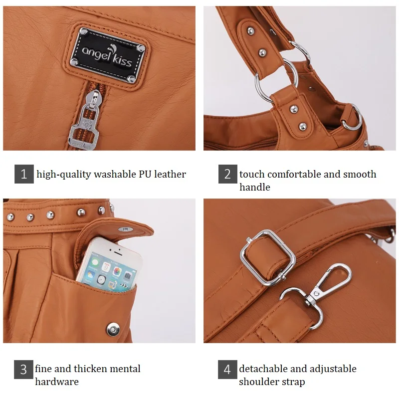 Angelkiss Winter Fashion Shoulder Bag for Women Soft PU Crossbody Handbg Large Capacity Messenger Bag Hobos Big Purse 4