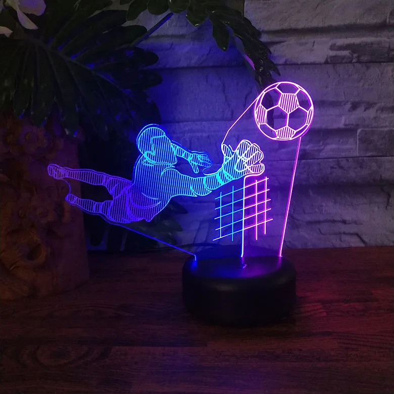 

Goalkeeper Football Player Led 3D Night Light Home Deocration Child Boy Fans Birthday Gift Table Night Lamp Soccer