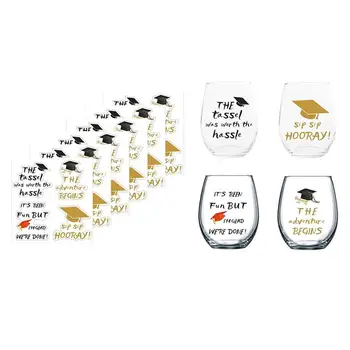 

12 Sheets Glass Cup Sticker DIY Decorative Wine Glass Sticker For Graduation Decoration