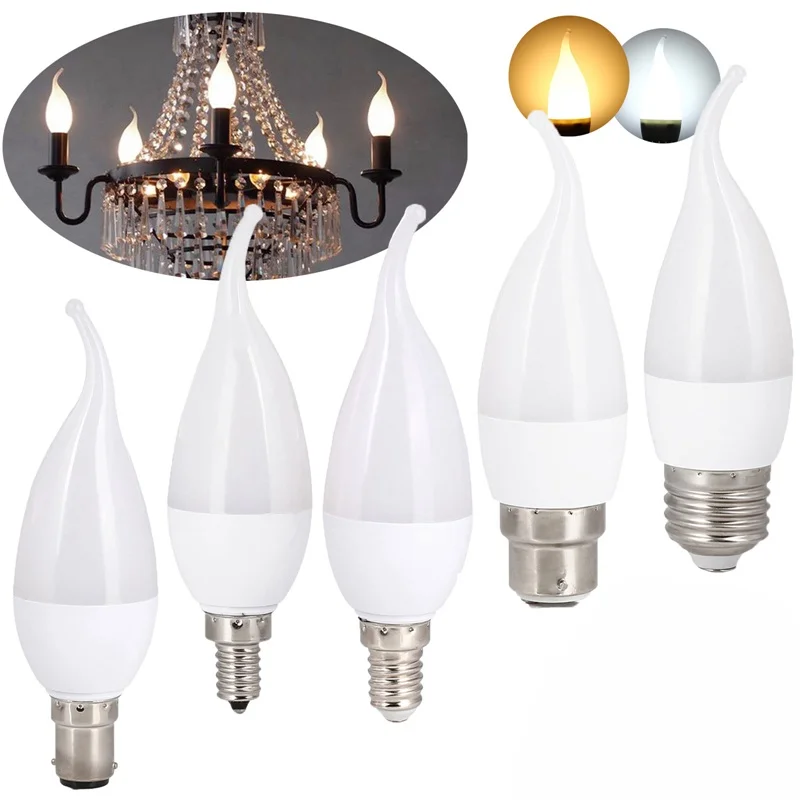 

LED Flame Chandelier Bulb 3W E12 E14 B22 E26 E27 Candle 2835 SMD SMD Velas Decorativas Home Lighting Replace 30W Halogen Lamps