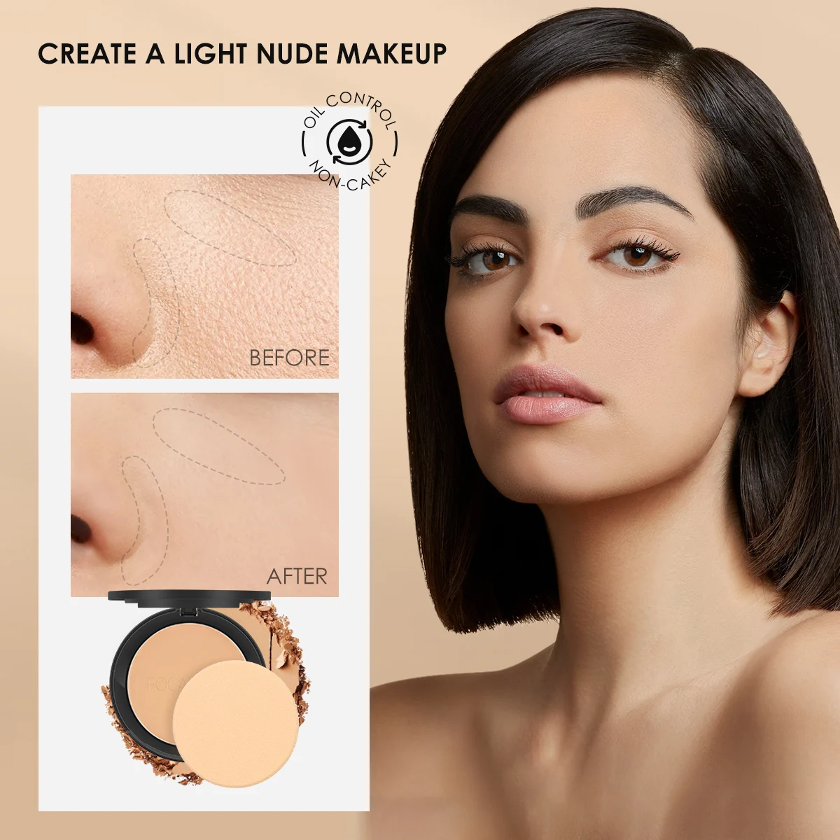 FOCALLURE 9 Colors Pressed Powder Oil Control Long-lasting Matte Lightweight Brightening Face Finishing Setting Powder Makeup pressed powder foundation setting powder compact powder face powder