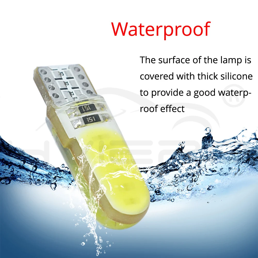 Hviero T10 W5W Red COB LED Silicagel Waterproof 194 501 Wedge Led Car Marker Light Reading Dome Lamp Auto Parking Bulbs for lada DC 12V