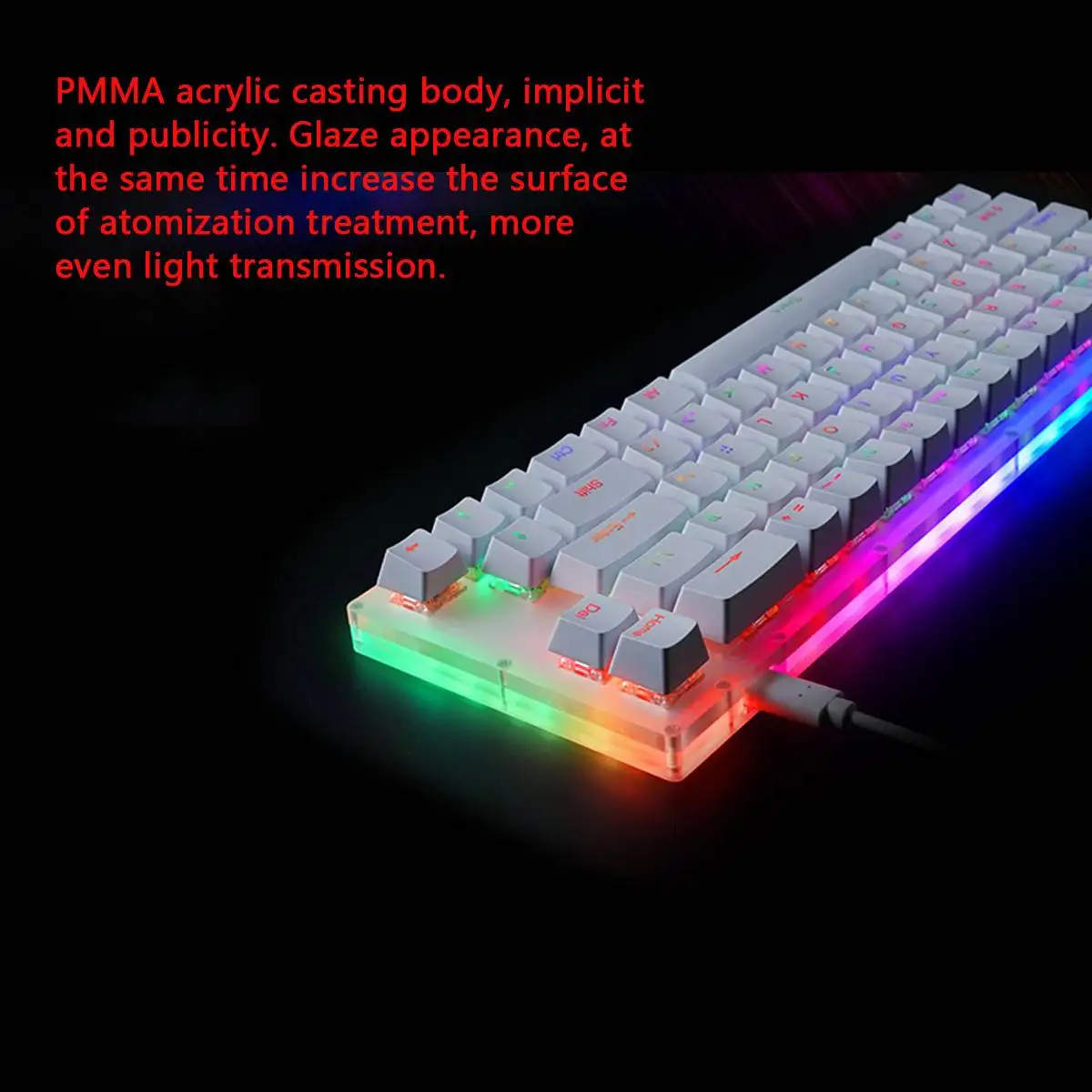K66 глазурованная красочная механическая клавиатура Gateron переключатель 40 Гбит/с тип-c 66 клавиш 16,8 миллионов RGB клавиатура на кристаллической основе