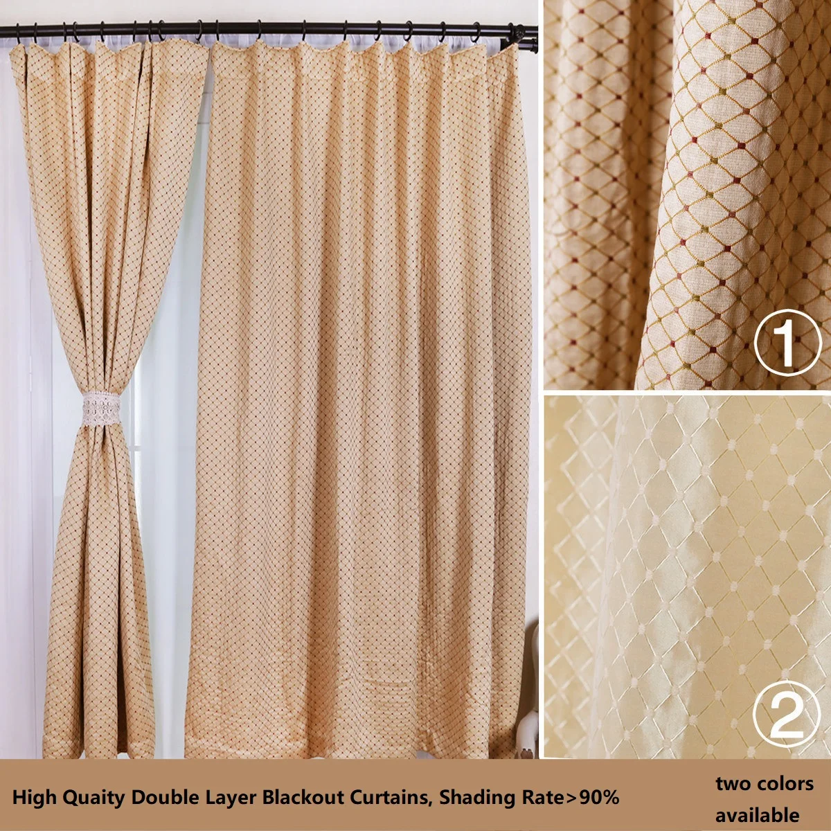 

High Quality Bedroom Heat Insulation Double Layer Thick Blackout Curtains Balcony Sun-proof Cortinas Finished Window Treatments