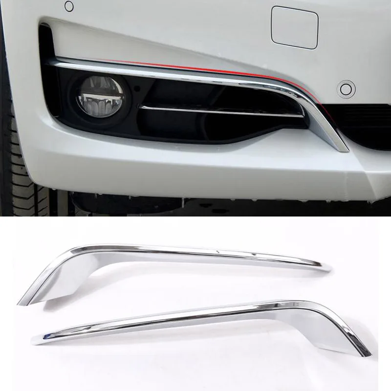 

2-Pces Silver ABS Chrome Front Fog Light Strip Trim For BMW 3 Series GT Gran Turismo F34 2013-2017 Car Accessories
