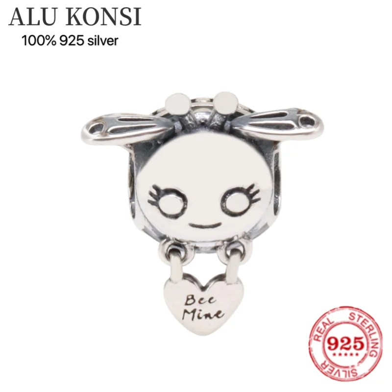 Hot Sale 100% Real 925 Sterling Silver pan Bead Love heart  for WomenFit Original Charm bracelet DIY perfume  bowknot   Jewelry