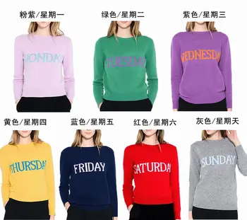 

2019 Autumn Winter Women Fashion Ins One Week Letter Knitted Pullovers