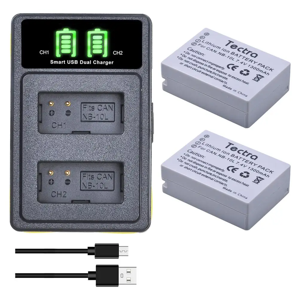 1300Mah Nb-10L Nb10L Nb 10L Batteria Led Usb Caricatore Doppio Usb Per Canon G1X G15 G16 Sx40Hs Sx50Hs Sx60Hs Sx40 Sx50