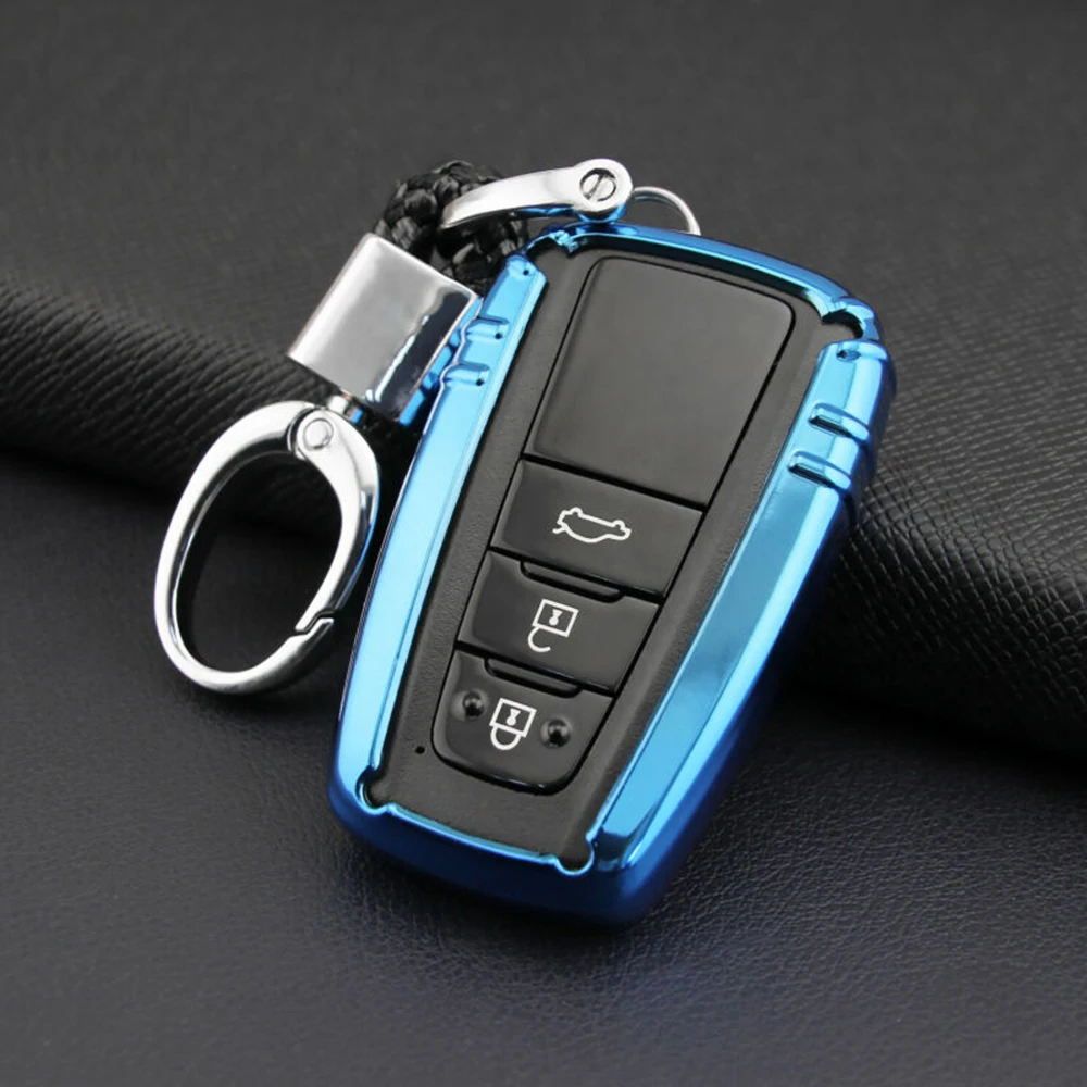 

TPU Auto Parts 1*Key Case(no Car Key) 1*Keychain Glossy Blue Glossy Silver In Auto Accessory
