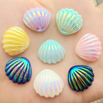 

DIY 10pcs 20mm AB Resin drop Flatback shell Rhinestone crystal gem stone Wedding Accessories -E95