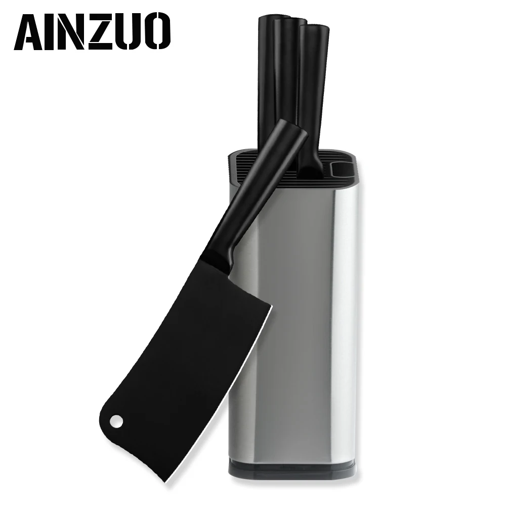 AINZUO кухонный нож 4cr14 из нержавеющей стали держатель ножей блок стенд утилита Santoku разделочные ножи накири точилка ножницы