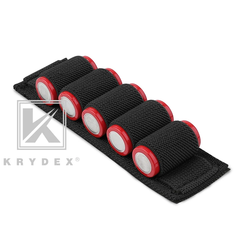 KRYDEX Battery Elastic Storage For Chemlight Shot Shell Tray Pen Holder 5 Holes Hook & Loop Light Stick Elastic Storage Panel BK