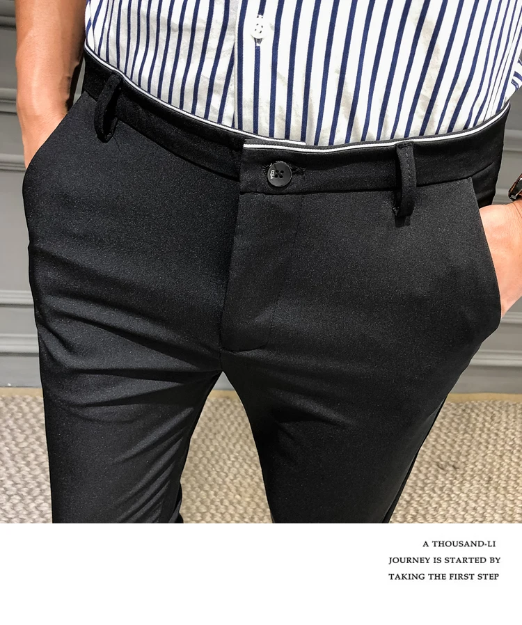Летние мужские тонкие брюки, мужские Смарт повседневные брюки, клетчатые тонкие летние новые модные мужские деловые брюки, черные темно-синие