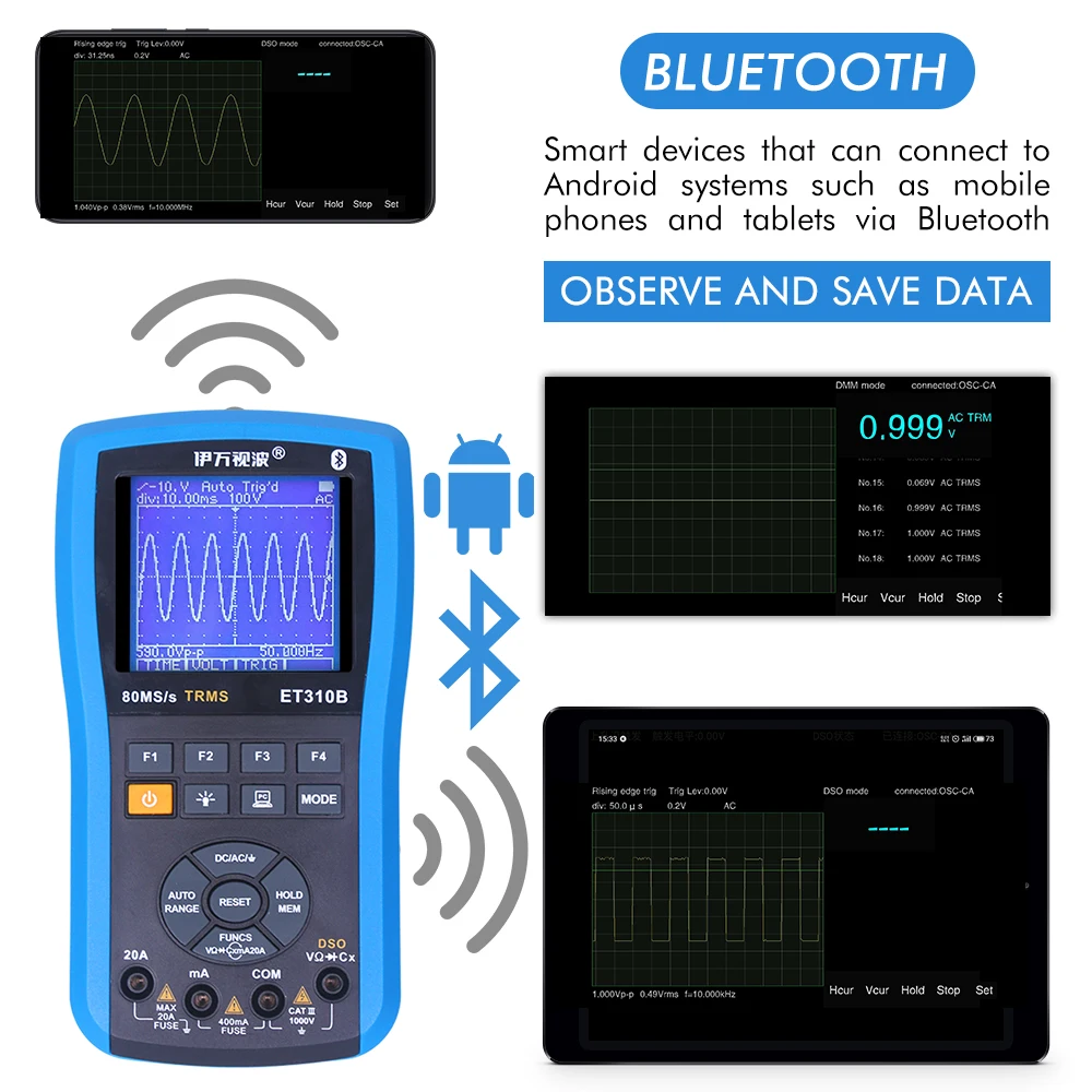 ET310B Bluetooth Multimeter with Oscilloscope Phone Scopemeter DSO