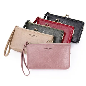 

Simple Lady Hand-held Zero Wallet Large-capacity Long Zippered Mobile Phone Bag Thin Hand-held Wallet
