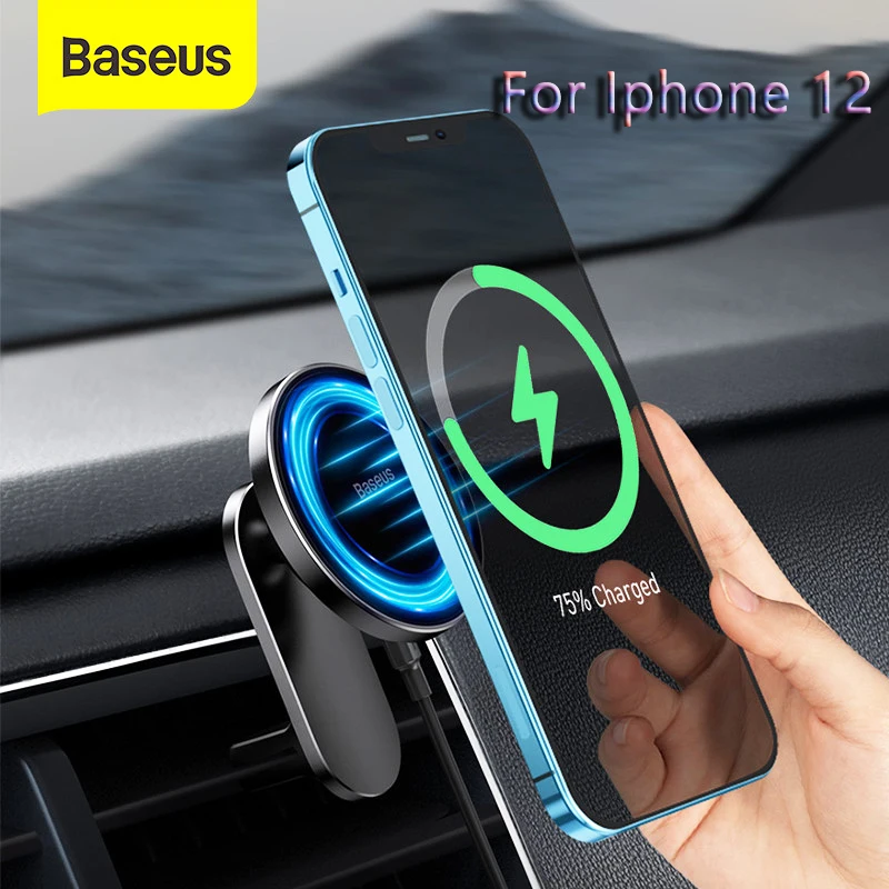 Baseus QI Magnetic Car Wireless Charger for iPhone 12 Pro Max Wireless Charging Car Charger Phone Holder Air Vent Mount Stand