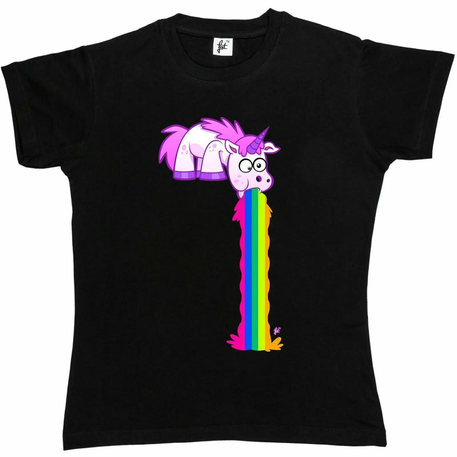 

Unicorn Being Sick & Puking Rainbow Juice Womens Boyfriend Fit T-Shirt