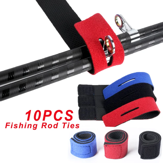 10pcs Fishing Rod Tie Holder Strap Belt Tackle Elastic Wrap Band