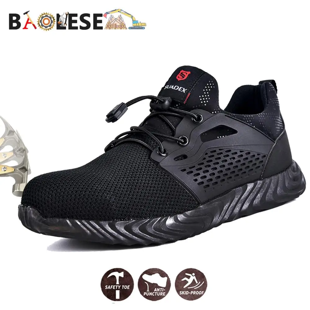 

BAOLESEM Man Safety Shoes Work Steel Cap Men's boots Anti-piercing Shoes Worker Construction Man Safety Work Shoes Lightweight