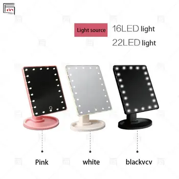 

22 LED Touch Screen Makeup Mirror Professional Vanity Mirror With LED Lights Adjustable Countertop 360 Rotating Makeup Tools