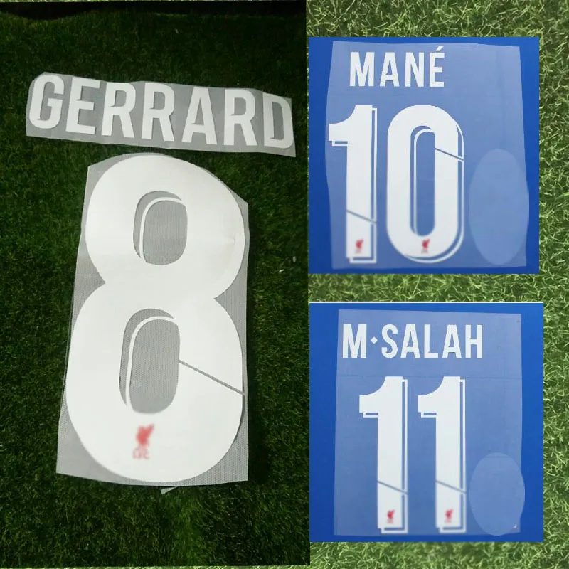 UCL чемпионы M. SALAH Nameset MANE FIRMINO SHAQIRI печать пользовательских ярлыков теплопередача футбольный значок