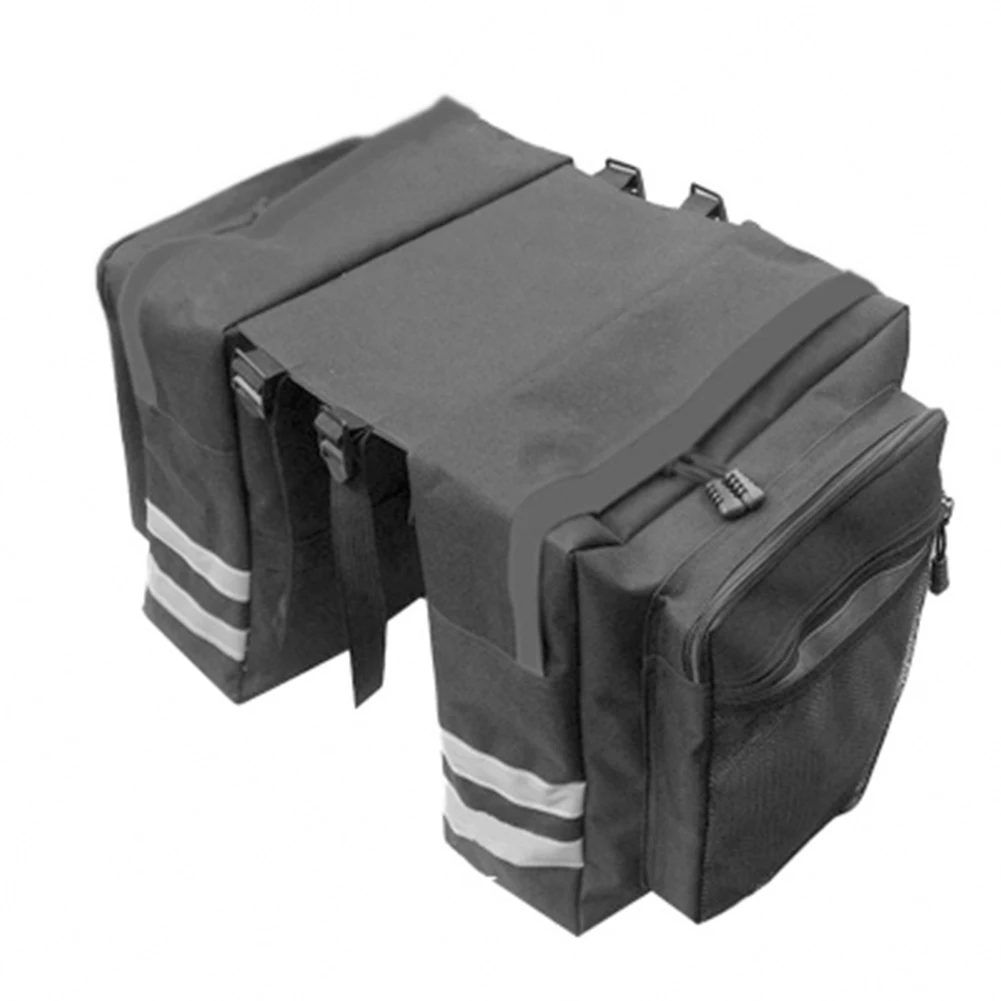 Черный Сумка Pannier, водонепроницаемая, для хранения, на молнии, для горного велосипеда, износостойкая, прочное седло, задний хвост, аксессуары для сидения - Цвет: Черный