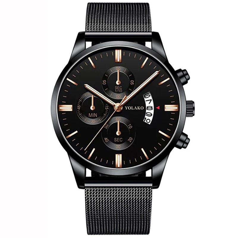 Fashion Mens Sports Watches Luxury Men Stainless Steel Mesh Belt Watch Male Business Quartz Wristwatch Leather Bracelet Clock 