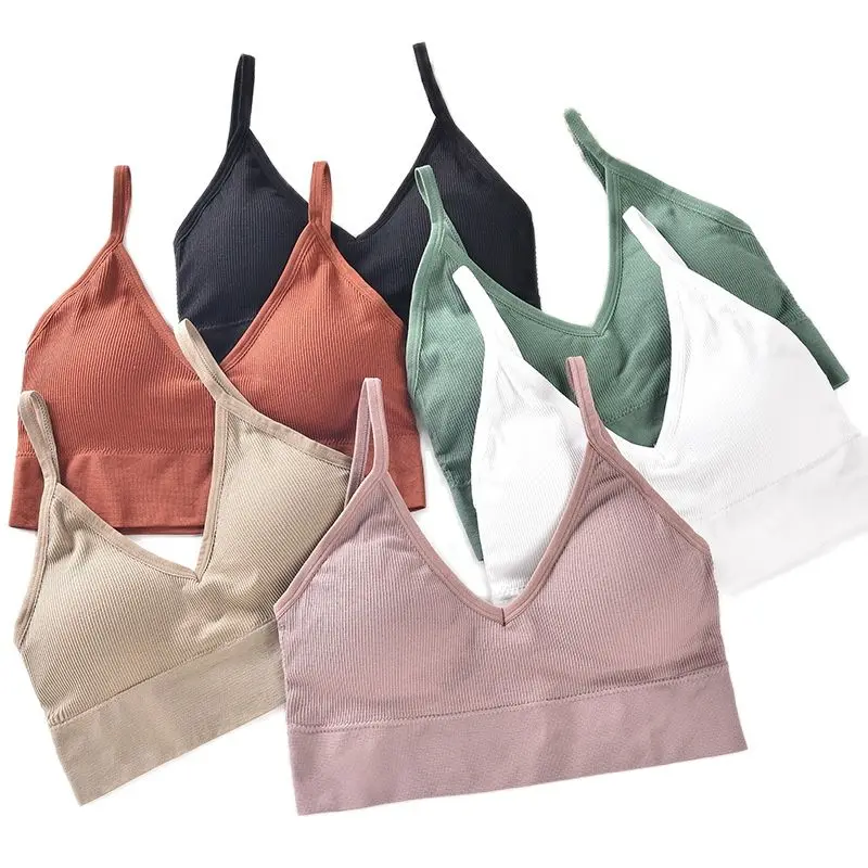 Top corto de algodón sin mangas para mujer, ropa interior sin costuras tipo  U, lencería Sexy íntima con camisola acolchada extraíble|Camisones y  camisetas sin mangas| - AliExpress