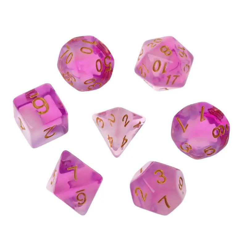 7 шт./компл. многогранные кости D4 D6 D8 D10 D12 D20 для подземелья и дракон D&D ролевой игры поли настольная игра - Цвет: Purple