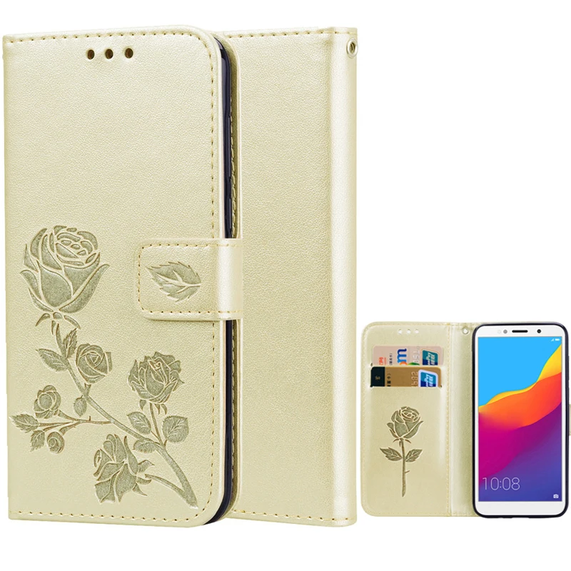 Gold Huawei P20 Коврики 10 20 P8 Lite Y5 Y6 Prime P Smart чехол-портмоне с откидной крышкой на Honor 7A 7C Pro 8A 8S 6X 7X 8X 8 10 9 Lite - Цвет: Gold