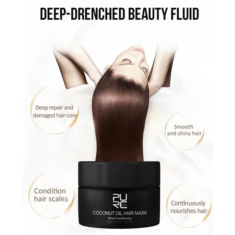Coconut Oil Hair Mask Repairs Damage Hair Restore Keratin Hair & Scalp Treatment Deep Conditioning Hair Anti Frizzy Hair 60ml