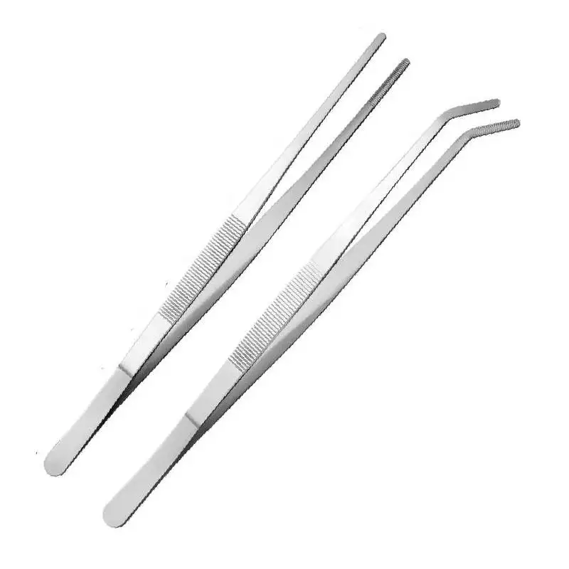 2pcs 5/6/8 Inch Straight Curved Tip Tweezers Stainless Steel Feeding Tongs for Garden Plant Sewing Machine Repairing DIY Craft stainless steel tongs plant tweezers