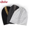 Geebro Women Soft Rhinestones Ribbon Cotton Casual Beanies Hats Solid Color Baggy Slouch Hats and Cap Lady Birthdays Gifts 1