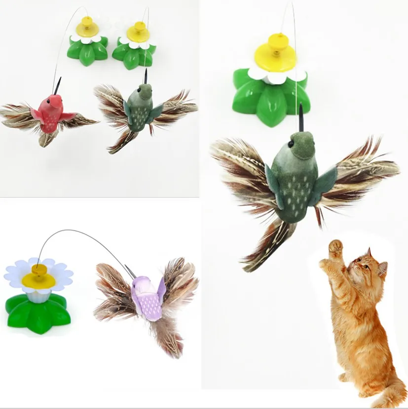 Electric Rotating Butterfly Bird Rod Wire Cat Teaser Play Toy for Pet Cat Kitten 
