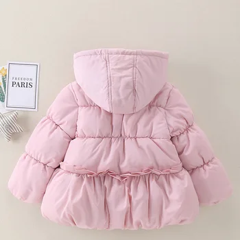 

INS HOT Baby Girls' Winter Coat Children's Padded Jacket Korean Children's Pure Color Zipper Hooded Padded Jacket Detachable Hat
