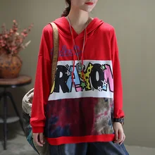 Letter Printing Loose Long Sleeves hoodied Hoodies For Women Cotton Red Yellow White Color Sweatshirt With Hat Female Letter Printing Loose Long Sleeves hoodied Hoodies For Women Cotton Red Yellow White Color Sweatshirt With Hat Female