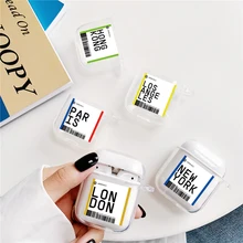 INS, американский городской лейбл, штрих-код, bluetooth-гарнитура, чехол для Airpods 2, 1, с буквами, авиа, наушники, прозрачный мягкий чехол из ТПУ