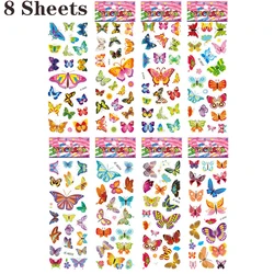 3D Puffy Cartoon Stickers for Kids - Educational Gifts for Toddlers and Children (8 sheets butterfly)