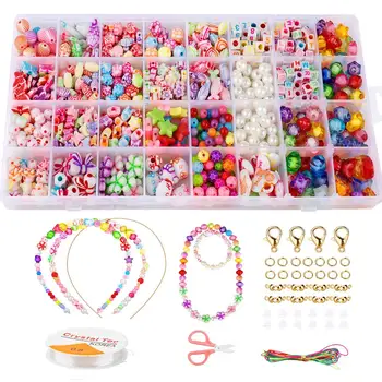 

32 Grids Colorful Acrylic Beads Set Box Toy Jewelry Making DIY Beaded Bracelets Necklaces String Threading Educational Gift