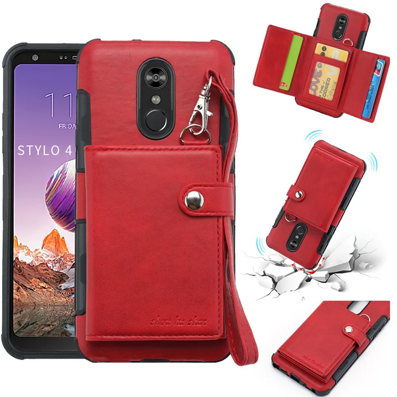 Red Роскошный чехол-бумажник из искусственной кожи в стиле ретро для LG Q7/Q7+/Q7 Aipha V30 Q Stylo4/Q, стилус, держатель для карт, откидной Чехол s - Цвет: Red