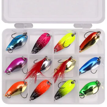 

12pc Fishing Metal Spinner Set 70/72g Crankbaits Fishing Kit Artificial Bait Hard Lure Bass Sequins Spinner For Bass Carp